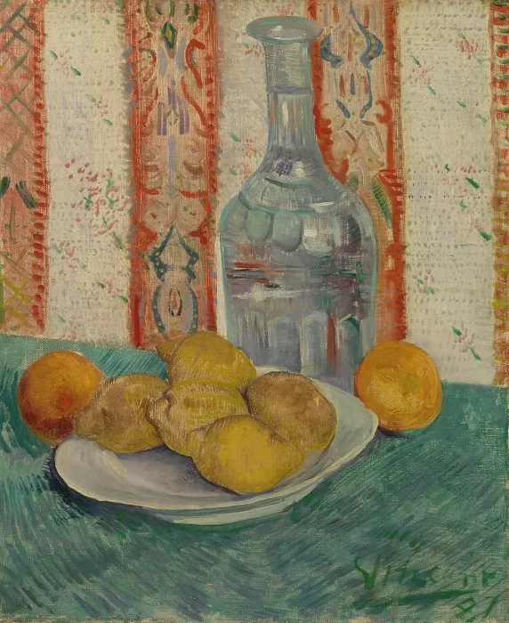 Framed Print : Carafe and Dish with Citrus Fruit, 1887. Creator: Gogh, Vincent, van (1853-1890) Framed Print : Carafe and Dish with Citrus Fruit, 1887. Creator: Gogh, Vincent, van (1853-1890)