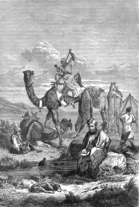 Framed Print : Caravan Reposing, in the Hauran; The Stone Towns of Central Syria, otherwise called... 1875. Creator: Unknown Framed Print : Caravan Reposing, in the Hauran; The Stone Towns of Central Syria, otherwise called... 1875. Creator: Unknown