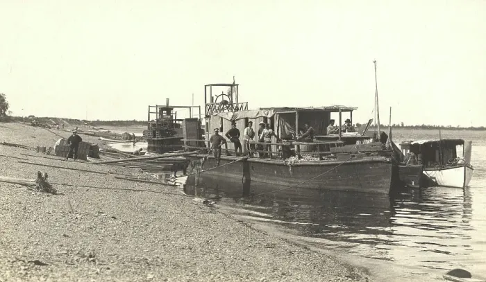 Framed Print : Caravan of a survey party near the bank of the Zeya River, 1909. Creator: Vladimir Ivanovich Fedorov Framed Print : Caravan of a survey party near the bank of the Zeya River, 1909. Creator: Vladimir Ivanovich Fedorov