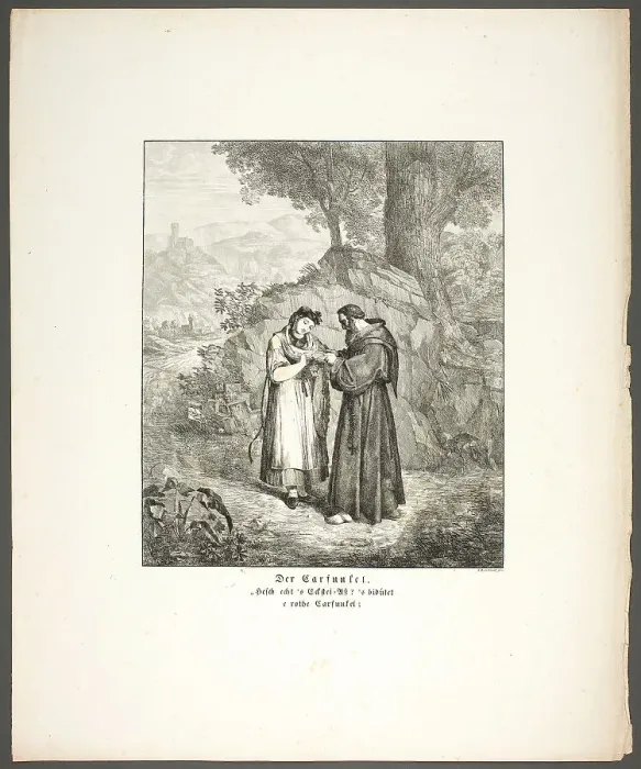 Framed Print : The Carbuncle, plate one from Zehn Blätter zu Hebels Alemannischen Gedichten, 1820. Creator: Sophie Reinhard Framed Print : The Carbuncle, plate one from Zehn Blätter zu Hebels Alemannischen Gedichten, 1820. Creator: Sophie Reinhard
