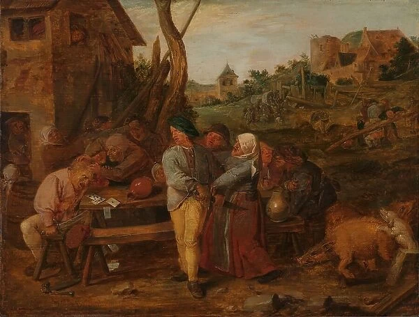 Card Fight outside a Country Tavern, c.1628-c.1630. Creator: Adriaen Brouwer