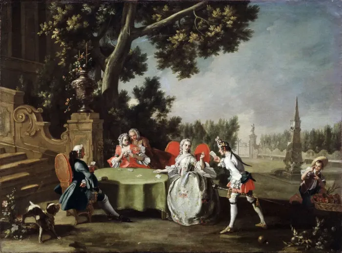 Framed Print : Card game, 18th century Framed Print : Card game, 18th century