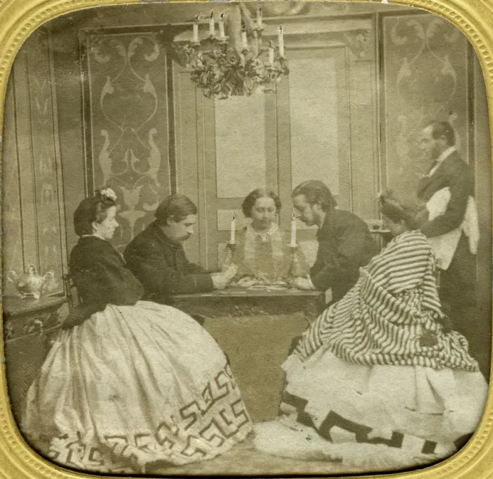 Framed Print : Card game, 19th century Framed Print : Card game, 19th century