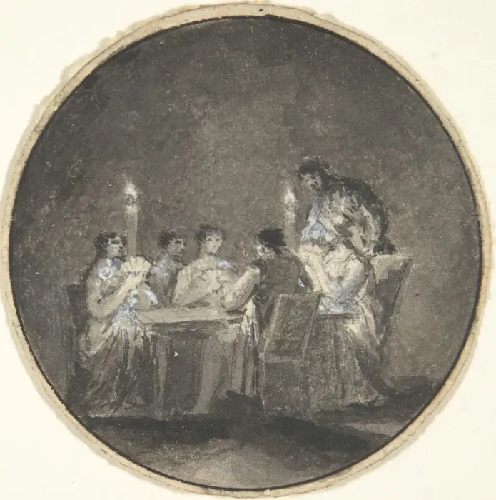 Framed Print : The Card Players, 1780-1820. Creator: Anon Framed Print : The Card Players, 1780-1820. Creator: Anon