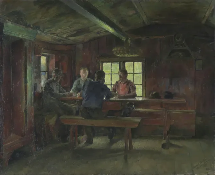 Framed Print : Card Players, 1897. Creator: Harriet Backer Framed Print : Card Players, 1897. Creator: Harriet Backer