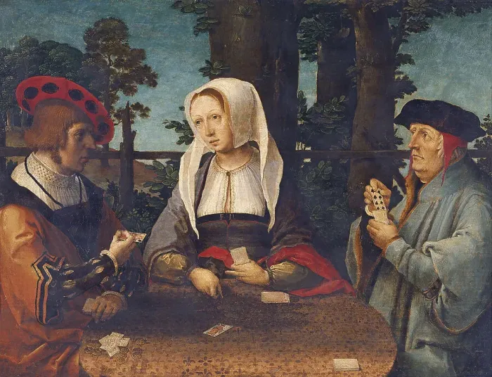 Framed Print : The Card Players. Artist: Leyden, Lucas, van (1489 / 94-1533) Framed Print : The Card Players. Artist: Leyden, Lucas, van (1489 / 94-1533)