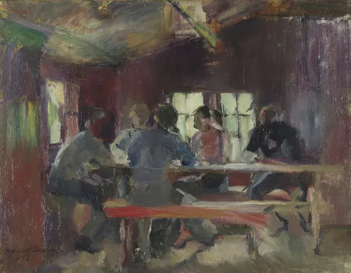 Framed Print : Card Players (sketch), 1893. Creator: Harriet Backer Framed Print : Card Players (sketch), 1893. Creator: Harriet Backer