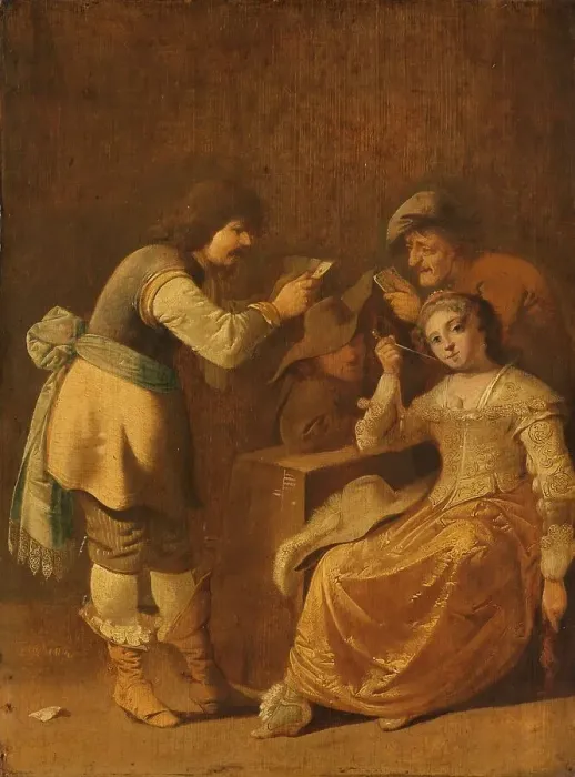 Framed Print : Card players with woman smoking a pipe, 1630-1647. Creator: Pieter Jansz. Quast Framed Print : Card players with woman smoking a pipe, 1630-1647. Creator: Pieter Jansz. Quast