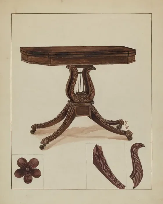 Framed Print : Card Table, 1936. Creator: Florence Neal Framed Print : Card Table, 1936. Creator: Florence Neal