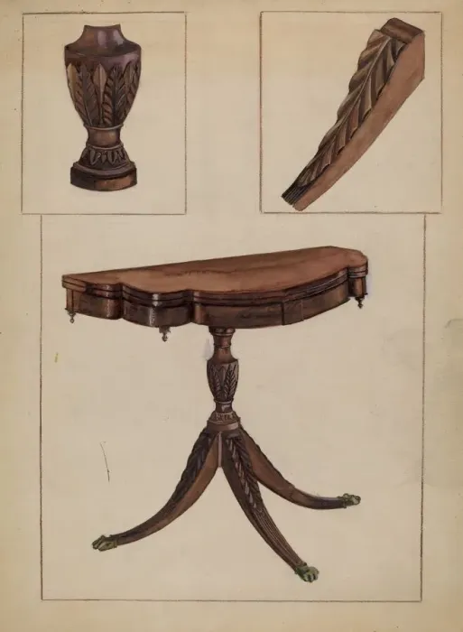 Framed Print : Card Table, c. 1936. Creator: Bessie Forman Framed Print : Card Table, c. 1936. Creator: Bessie Forman