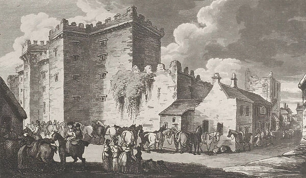 Cardiff Castle, from 'Remarks on a Tour to North and South Wales, in the year 1797, August 26, 1799. Creator: John Hill