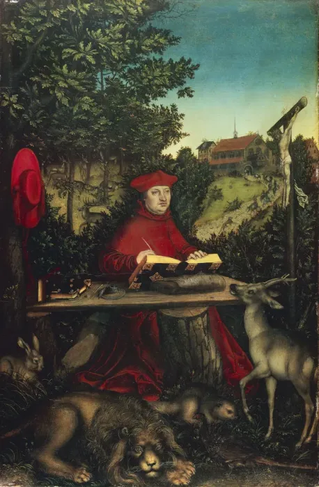 Framed Print : Cardinal Albrecht of Brandenburg (1490-1545) as Saint Jerome, 1527 Framed Print : Cardinal Albrecht of Brandenburg (1490-1545) as Saint Jerome, 1527