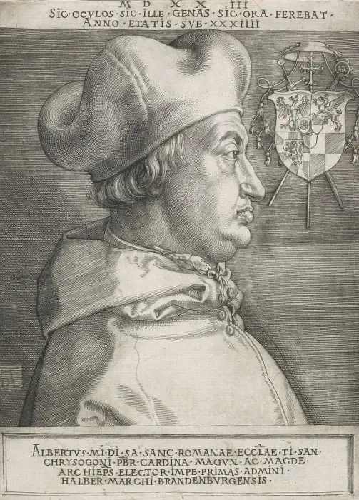 Framed Print : Cardinal Albrecht of Brandenburg (The large cardinal), 1523. Creator: Albrecht Durer Framed Print : Cardinal Albrecht of Brandenburg (The large cardinal), 1523. Creator: Albrecht Durer