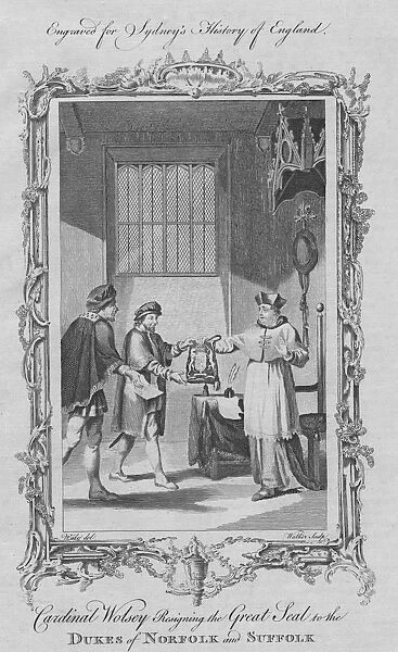 Cardinal Wolsey resigning the Great Seal for the Dukes of Norfolk and Suffolk, 1773