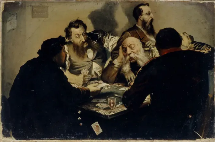 Framed Print : The Cardsharps, 1870s. Artist: Kalganov, Ivan Alexandrovich (1846-1888) Framed Print : The Cardsharps, 1870s. Artist: Kalganov, Ivan Alexandrovich (1846-1888)