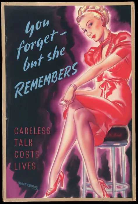 Framed Print : Careless Talk Costs Lives - You Forget, But She Remembers, World War II poster, c1939-c1945 Framed Print : Careless Talk Costs Lives - You Forget, But She Remembers, World War II poster, c1939-c1945