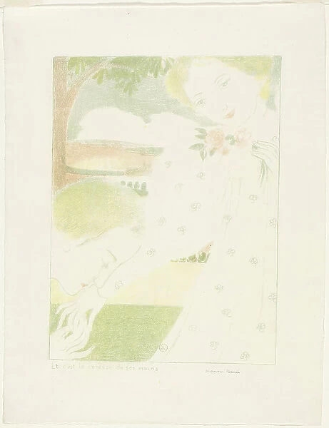 And It is the Caress of Their Hands, plate eight from Love, 1898, published 1899. Creator: Maurice Denis
