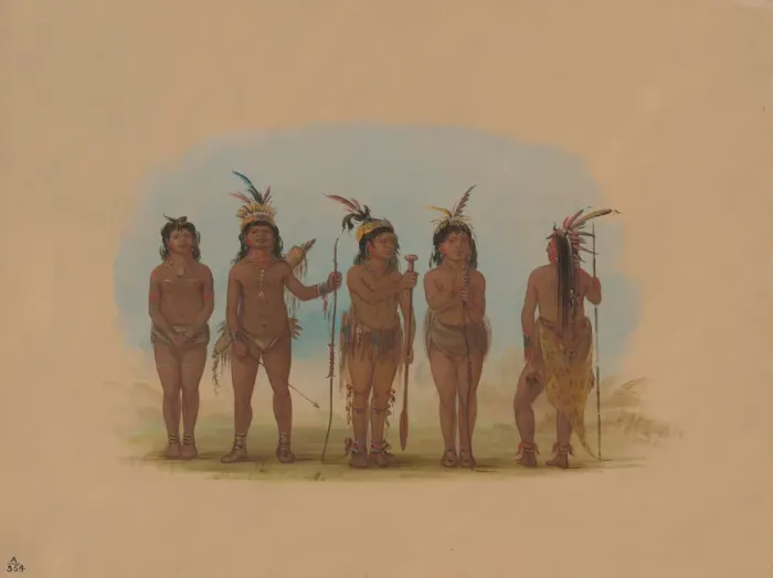 Framed Print : Five Caribbe Indians, 1854 / 1869. Creator: George Catlin Framed Print : Five Caribbe Indians, 1854 / 1869. Creator: George Catlin