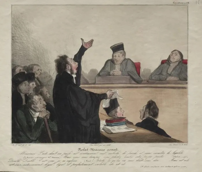 Framed Print : Caricaturana, plate 44: Robert-Macaire, lawyer, 1837. Creator: Honore Daumier (French Framed Print : Caricaturana, plate 44: Robert-Macaire, lawyer, 1837. Creator: Honore Daumier (French
