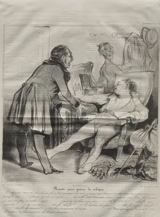 Framed Print : Caricaturana, plate 72: Recipe to Cure Colic, January 14, 1838. Creator: Honore Daumier Framed Print : Caricaturana, plate 72: Recipe to Cure Colic, January 14, 1838. Creator: Honore Daumier