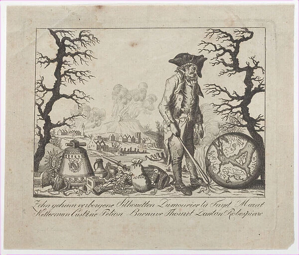 Caricature and hidden silhouette representations of Lafayette and others, 18th cen... 18th century. Creator: Anon