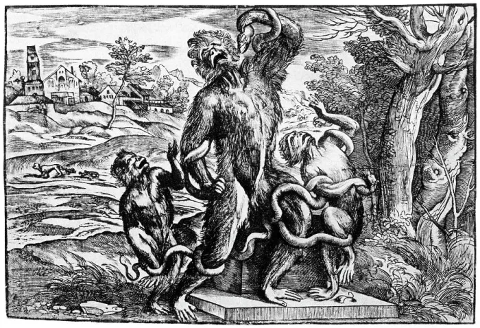 Framed Print : Caricature of the Laocoon group, 1937. Artist: Nicolo Boldrini Framed Print : Caricature of the Laocoon group, 1937. Artist: Nicolo Boldrini