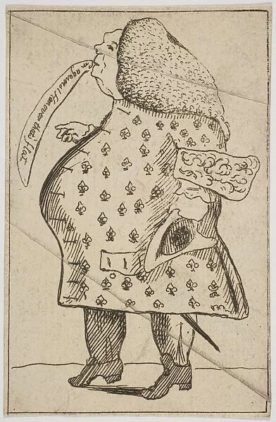 Caricature of a Man declaring: 'I m against Hanover thats flat', ca. 1757