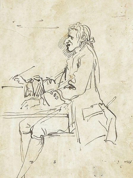 Caricature of Man Writing, n.d. Creators: Carlo Marchionni, Pier Leone Ghezzi