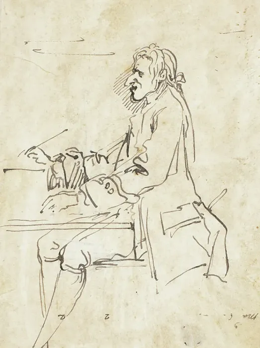 Framed Print : Caricature of Man Writing, n.d. Creators: Carlo Marchionni, Pier Leone Ghezzi Framed Print : Caricature of Man Writing, n.d. Creators: Carlo Marchionni, Pier Leone Ghezzi