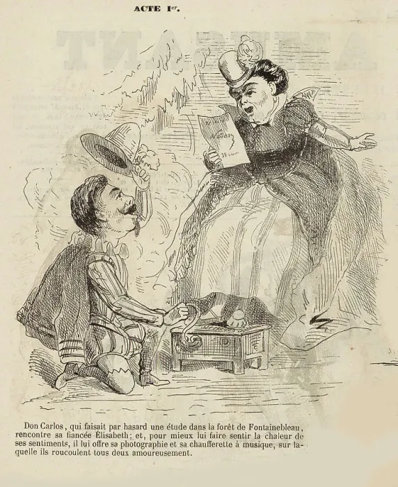 Framed Print : Caricature to the Opera Don Carlos by Giuseppe Verdi. Paris, Theatre de l Opera-Le Peletier, 11. 03. 1 Framed Print : Caricature to the Opera Don Carlos by Giuseppe Verdi. Paris, Theatre de l Opera-Le Peletier, 11. 03. 1