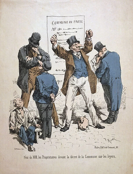 Caricature of the proprietors, Paris Commune, 1871