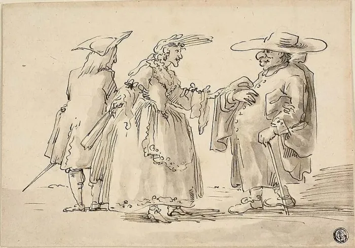 Framed Print : Caricatures of Two Men and a Woman, n.d. Creators: Marco Ricci, Bernardo Bellotto, Pier Leone Ghezzi Framed Print : Caricatures of Two Men and a Woman, n.d. Creators: Marco Ricci, Bernardo Bellotto, Pier Leone Ghezzi