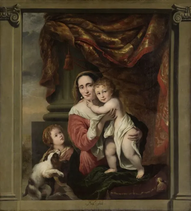 Framed Print : Caritas: Joanna de Geer (1629-1691) with her Children Cecilia Trip (1660-1728)... 1662-1669. Creator: Ferdinand Bol Framed Print : Caritas: Joanna de Geer (1629-1691) with her Children Cecilia Trip (1660-1728)... 1662-1669. Creator: Ferdinand Bol