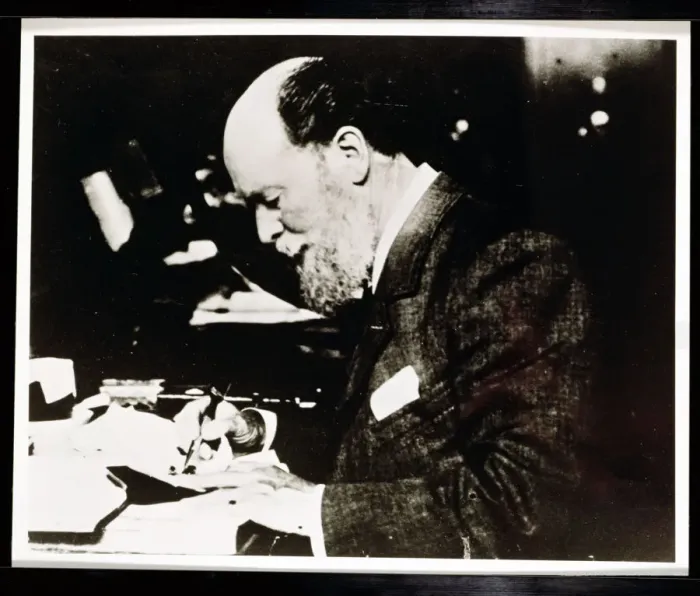 Framed Print : Carl Faberge, Russian jeweller and goldsmith, at work, 20th century Framed Print : Carl Faberge, Russian jeweller and goldsmith, at work, 20th century
