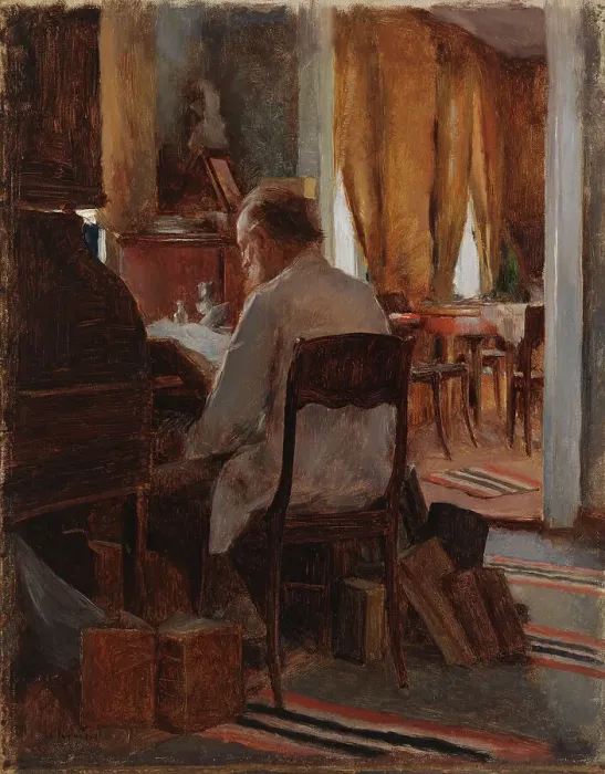 Framed Print : Carl Gustaf Swan at his Work Table, 1889. Creator: Eero Jarnefelt Framed Print : Carl Gustaf Swan at his Work Table, 1889. Creator: Eero Jarnefelt