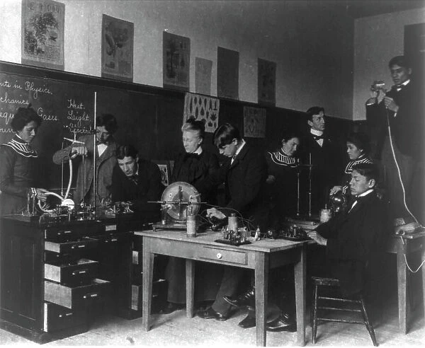 Carlisle Indian School, Carlisle, Pa. Experiments in physics class, 1901. Creator: Frances Benjamin Johnston