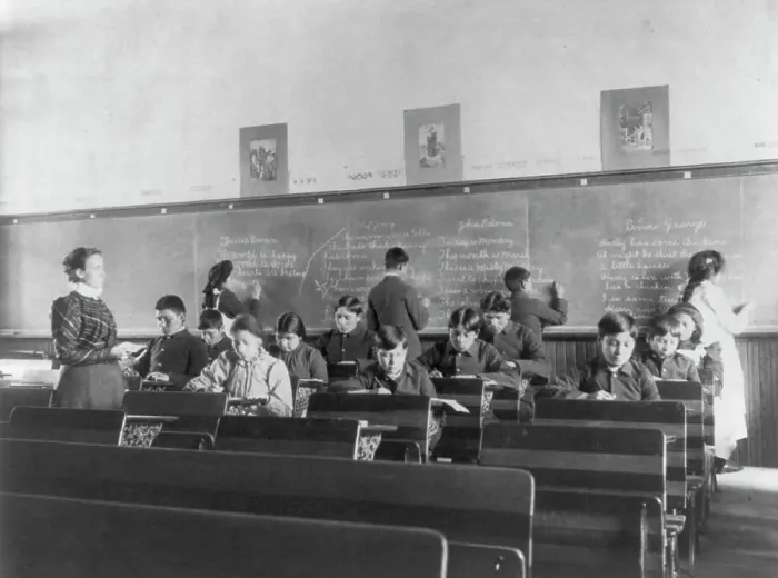 Framed Print : Carlisle Indian School, Carlisle, Pa. Class in English or penmanship, 1901. Creator: Frances Benjamin Johnston Framed Print : Carlisle Indian School, Carlisle, Pa. Class in English or penmanship, 1901. Creator: Frances Benjamin Johnston