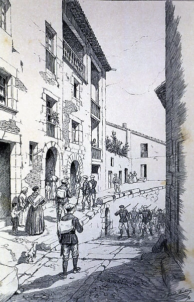 Third Carlist War (1872 - 1876), accommodation of Carlist troops in a village of Catalonia