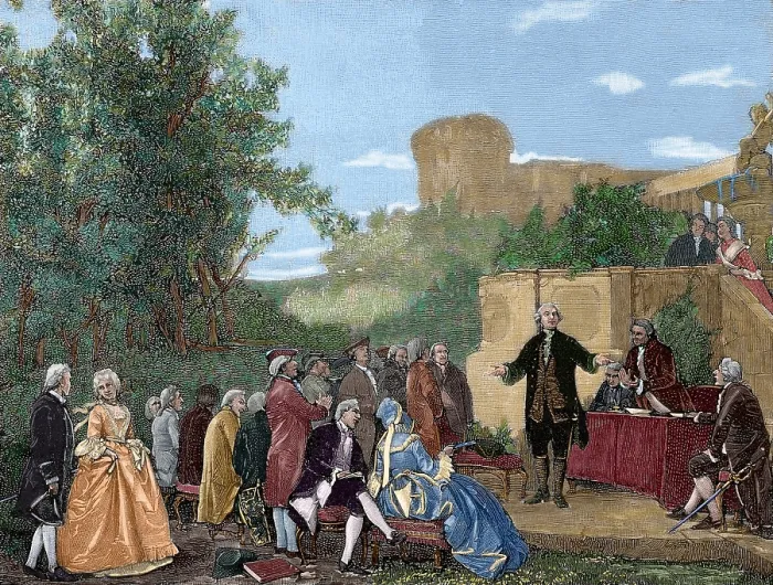 Framed Print : Carlo Goldoni reciting one of his comedies, Pisa, Italy, (19th century). Creator: Unknown Framed Print : Carlo Goldoni reciting one of his comedies, Pisa, Italy, (19th century). Creator: Unknown