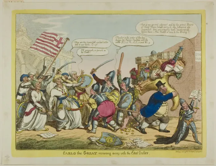 Framed Print : Carlo the Great, Running Away with the East Indes, published June 1806 Framed Print : Carlo the Great, Running Away with the East Indes, published June 1806