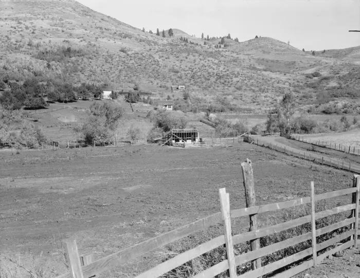 Framed Print : Carlock farmstead, Ola self-hHelp sawmill co-op, Gem County, Idaho, 1939. Creator: Dorothea Lange Framed Print : Carlock farmstead, Ola self-hHelp sawmill co-op, Gem County, Idaho, 1939. Creator: Dorothea Lange