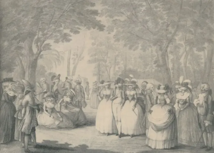 Framed Print : In Carlton House Gardens, 1760-1820, (1920). Artist: William Dickinson Framed Print : In Carlton House Gardens, 1760-1820, (1920). Artist: William Dickinson