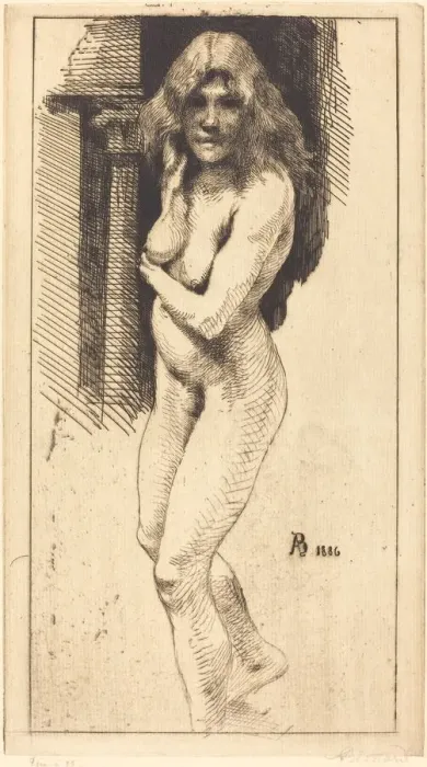 Framed Print : Carmen Standing in the Nude (Carmen nue debout), 1886. Creator: Paul Albert Besnard Framed Print : Carmen Standing in the Nude (Carmen nue debout), 1886. Creator: Paul Albert Besnard