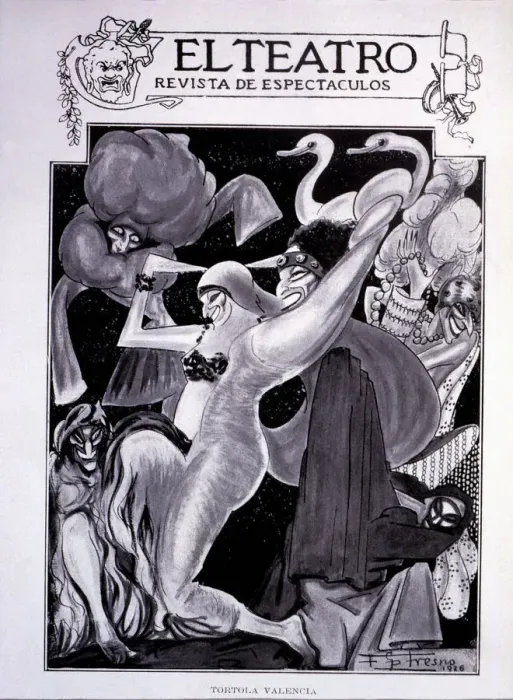 Framed Print : Carmen Tortola Valencia (1882-1955), Andalusian dancer, caricature by Fresno for Framed Print : Carmen Tortola Valencia (1882-1955), Andalusian dancer, caricature by Fresno for