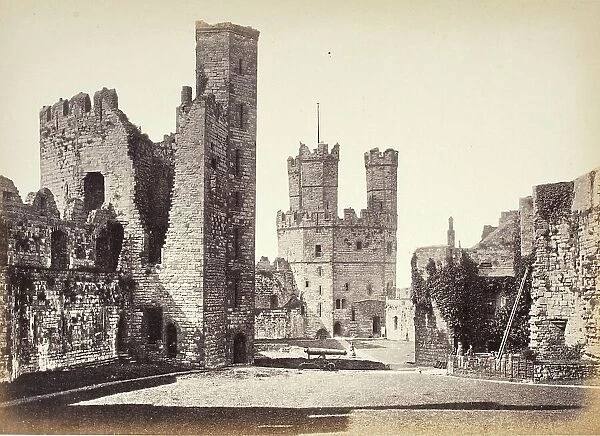 Carnarvon Castle, Interior, Looking Towards The Eagle Tower, Printed 1860 circa. Creator: Francis Bedford
