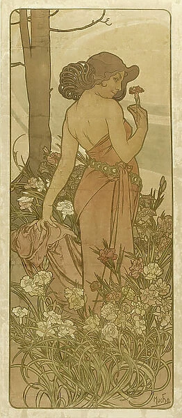 The carnation (From the Series Flowers), 1898. Creator: Mucha, Alfons Marie (1860-1939)