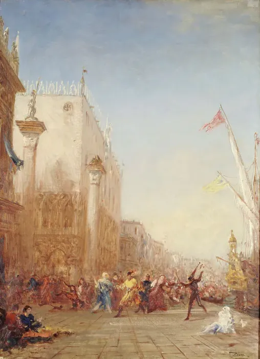 Framed Print : Carnaval à Venise, quai des Esclavons. Creator: Felix Francois Georges Philibert Ziem Framed Print : Carnaval à Venise, quai des Esclavons. Creator: Felix Francois Georges Philibert Ziem