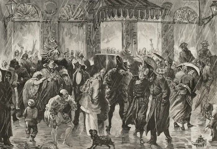 Framed Print : Carnival: leaving a masquerade ball, 1878. Creator: Tomas Carlos Capuz Framed Print : Carnival: leaving a masquerade ball, 1878. Creator: Tomas Carlos Capuz
