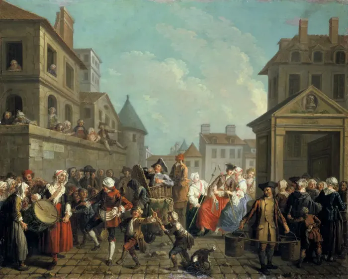 Framed Print : Carnival in the Streets of Paris, 1757. Artist: Etienne Jeaurat Framed Print : Carnival in the Streets of Paris, 1757. Artist: Etienne Jeaurat