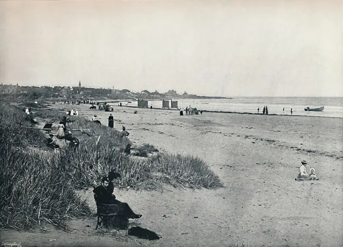 Framed Print : Carnousetie - The Town and the Beach, 1895 Framed Print : Carnousetie - The Town and the Beach, 1895